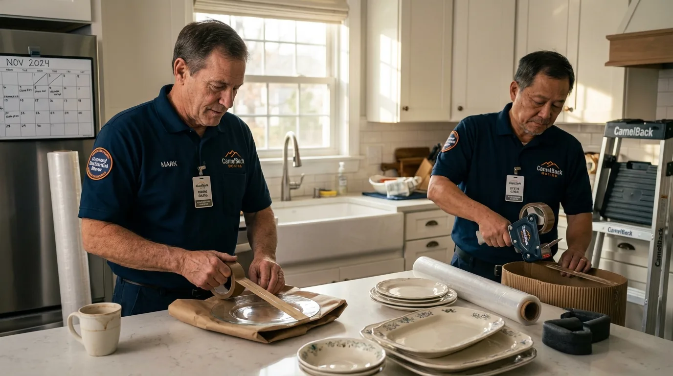 Professional crew packing kitchen dishware in Howard Beach, NY